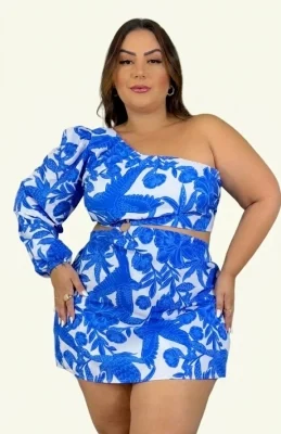 Monalisa One-Shoulder Floral Bodycon Mini Dress, Royal Blue