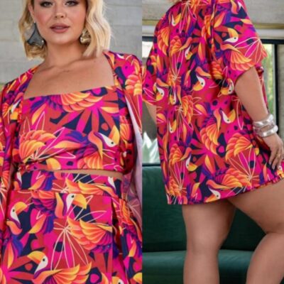 Rebecca Pink 3-Piece Set – Kimono, Skort, and Top