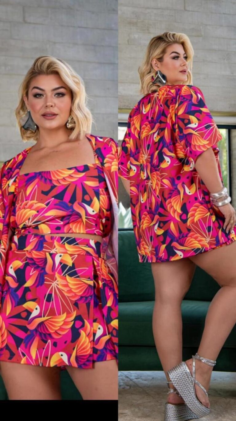 Rebecca Pink 3-Piece Set – Kimono, Skort, and Top
