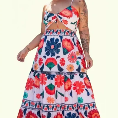 Sophia Smocked Bust & Waist Maxi Skirt Dress For Summer Casual Wear